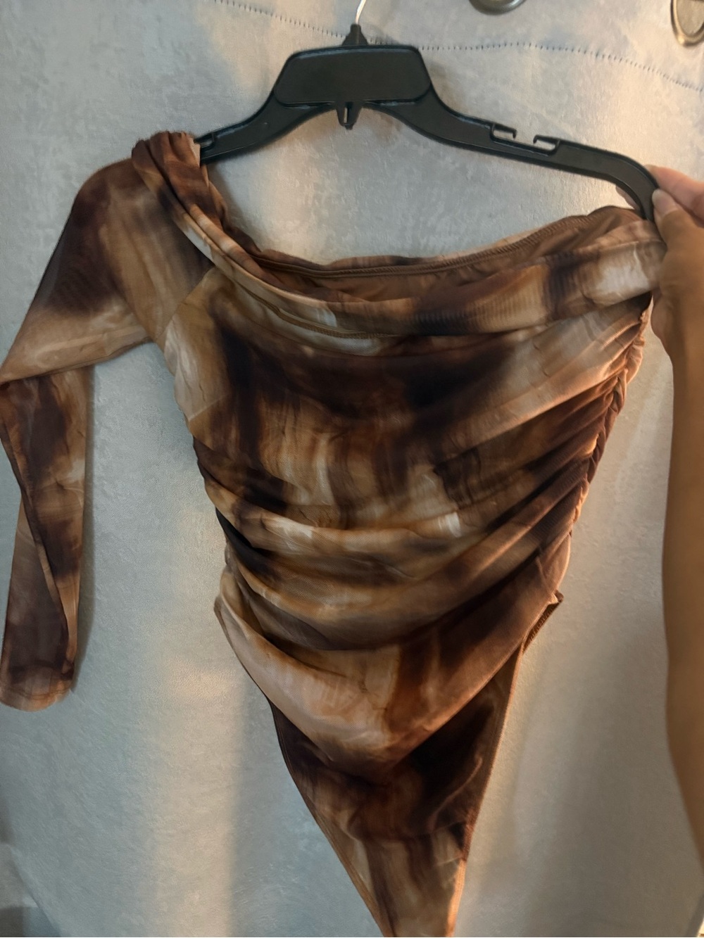 Brown Tie-Dye Sheer Scarf Top